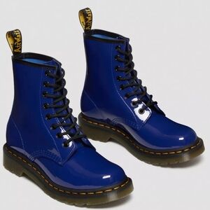 Dr. Martens 1460 Blue Patent Leather Lace-up Boots